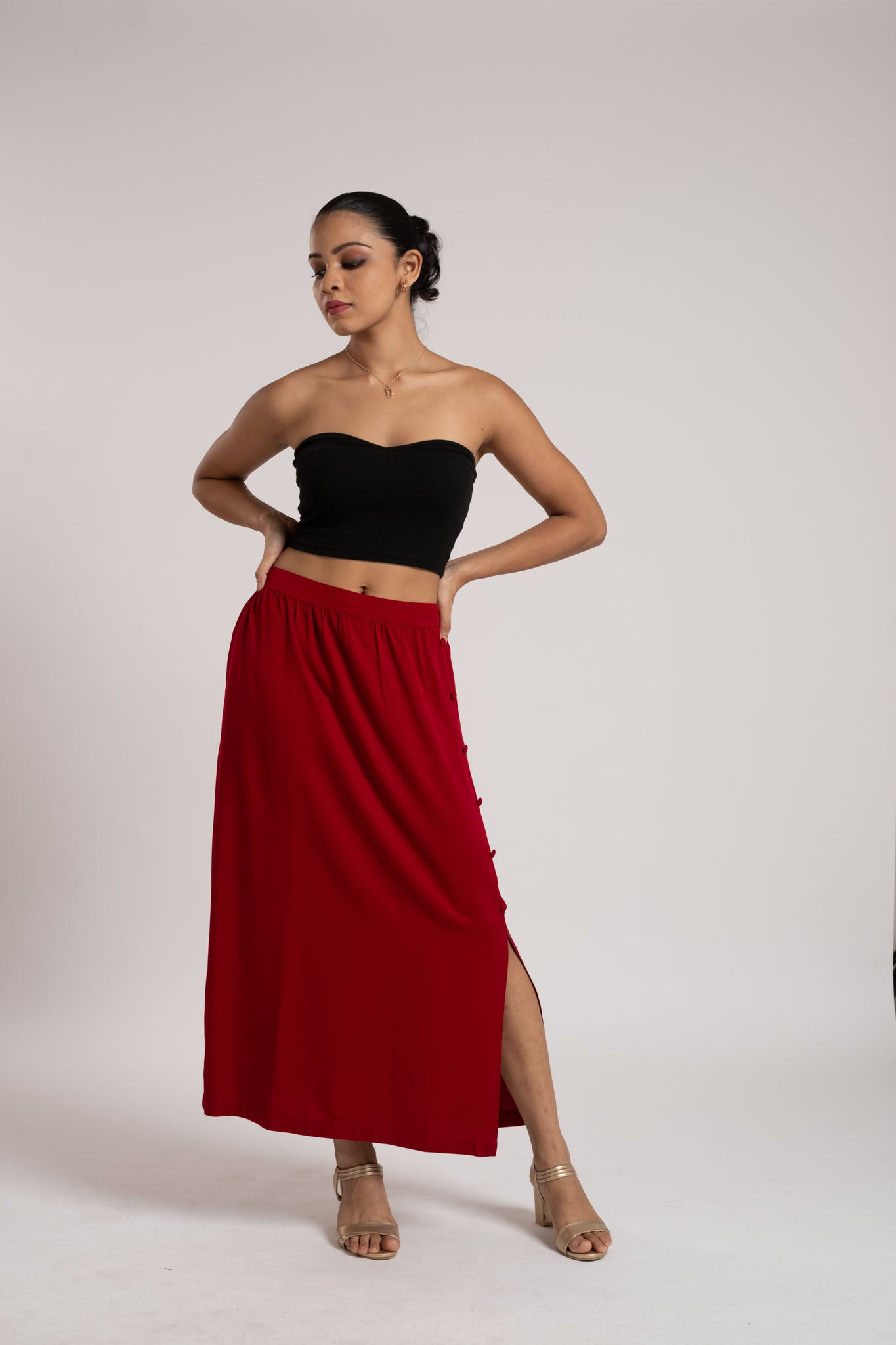 Side Buttoned Long Skirt MS 49 image 0