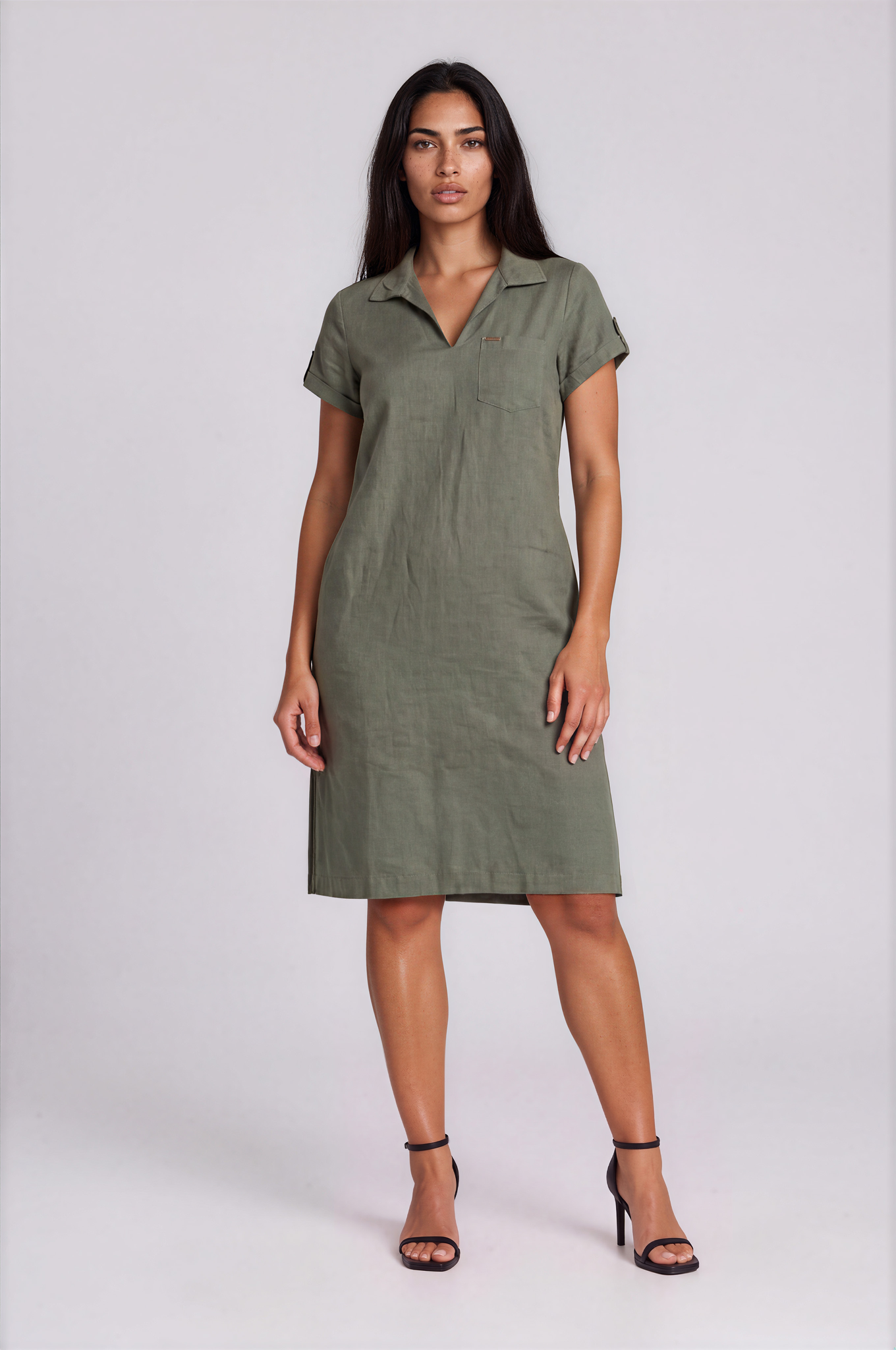 LINEN SHIRTY DRESS MD 398