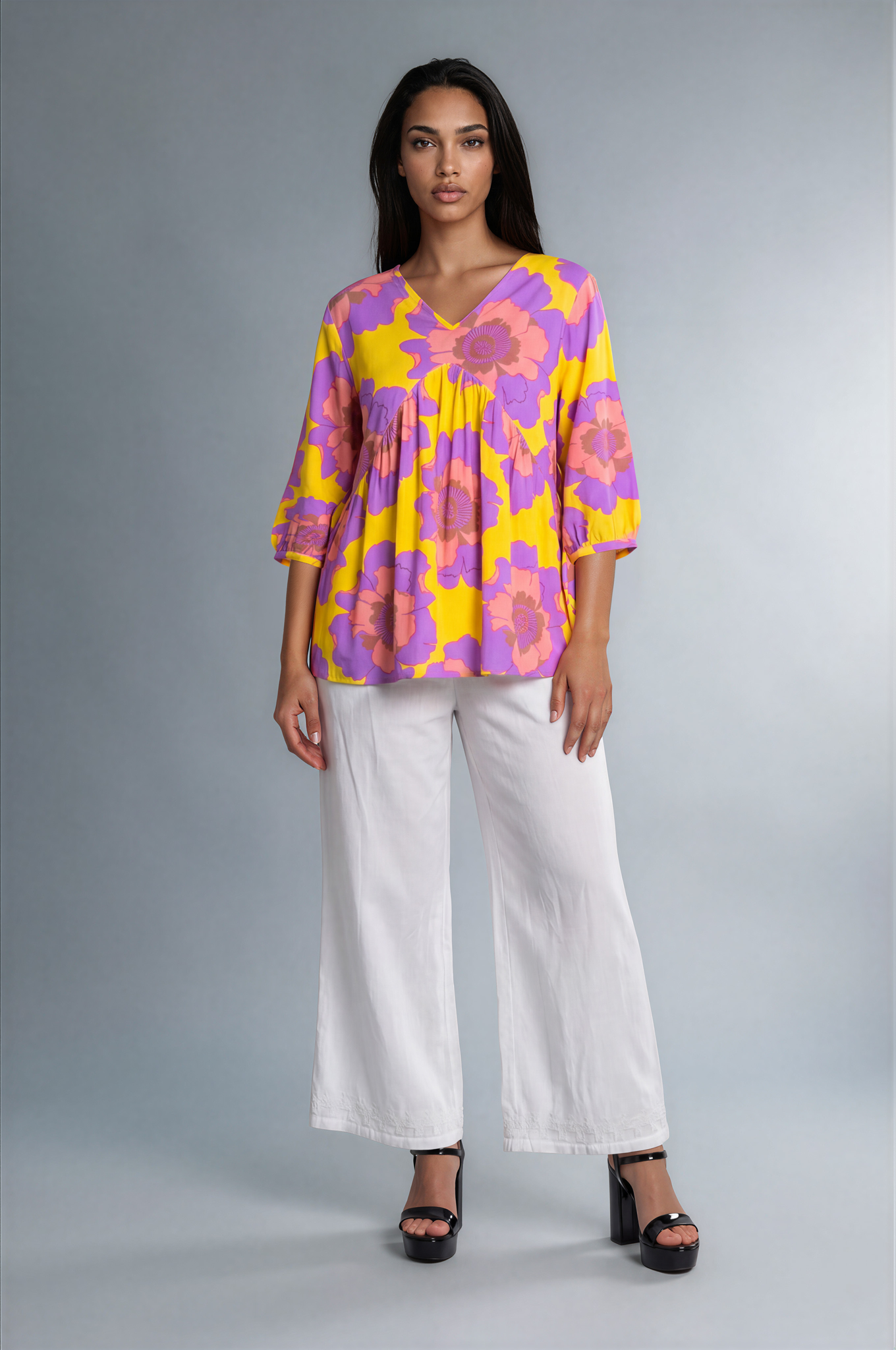 LINEN PRINTED VINDY TOP MB 1084